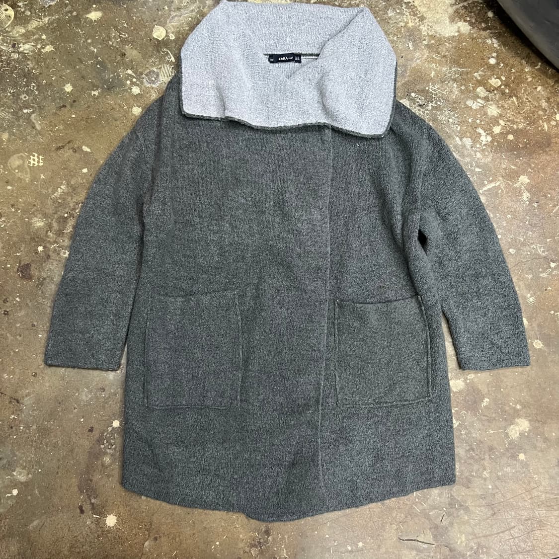 S) ZARA 오버핏 숄카라 가디건 롱가디건 상품이미지3