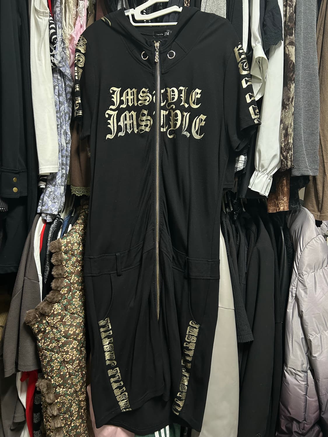 오네갸루 골드 롱 후드 원피스 Y2K 상품이미지1