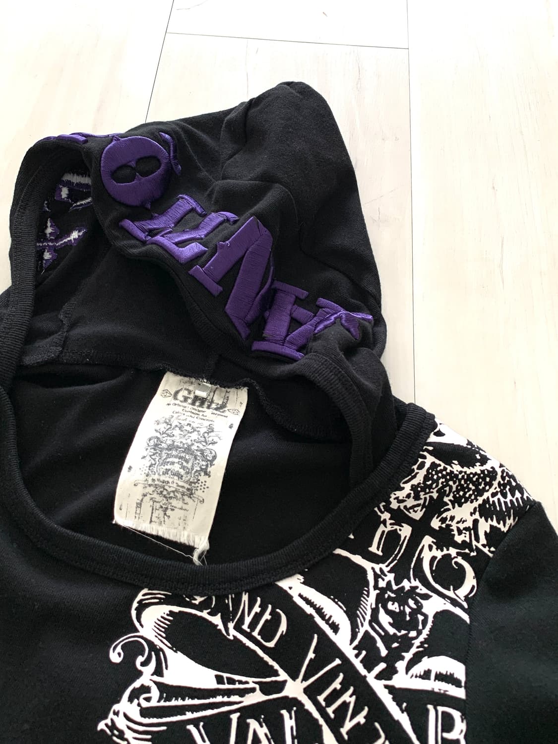 Glitz print hooded short-sleeve top 상품이미지5