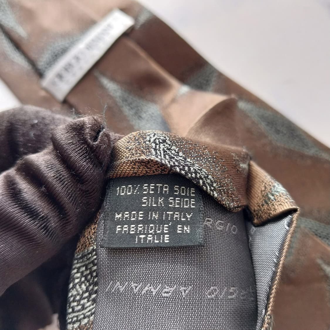 조르지오 아르마니 실크 브라운 패턴 넥타이 9.6cm A등급 K1725
 상품이미지10