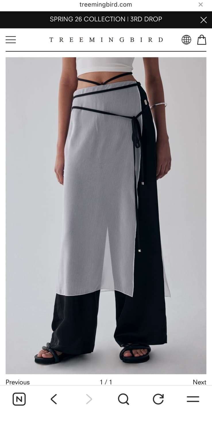 새상품) 트리밍버드 시스루 스트랩 랩 팬츠-화이트 상품이미지1