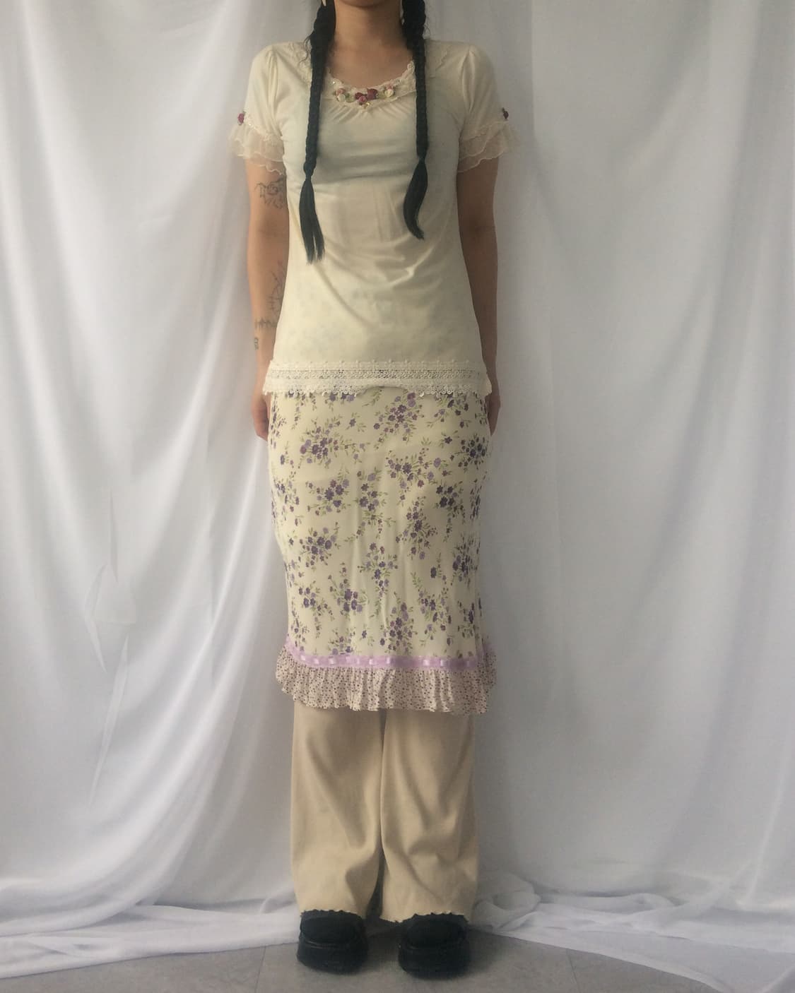 Flower pattern midi skirt 상품이미지5