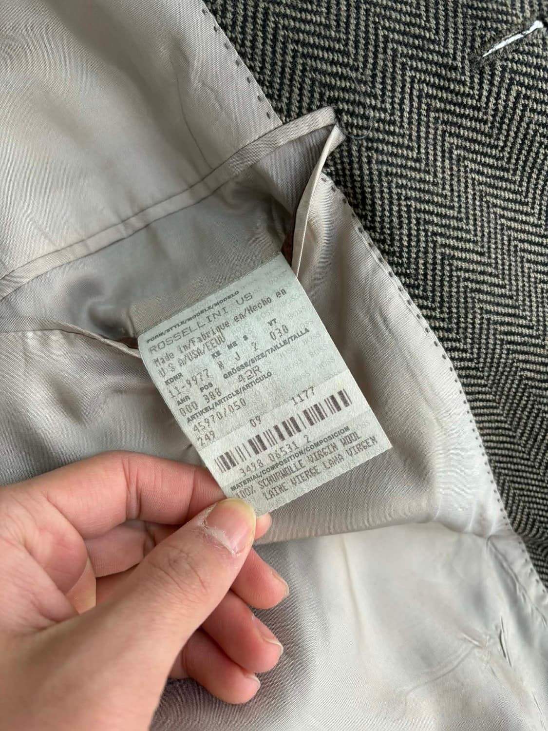 [M] 휴고 보스 90s 미제 헤링본 울 블레이져 자켓 상품이미지4