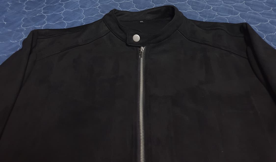 넥버튼 스웨이드 짚업자켓 블랙 (XXL) 상품이미지2