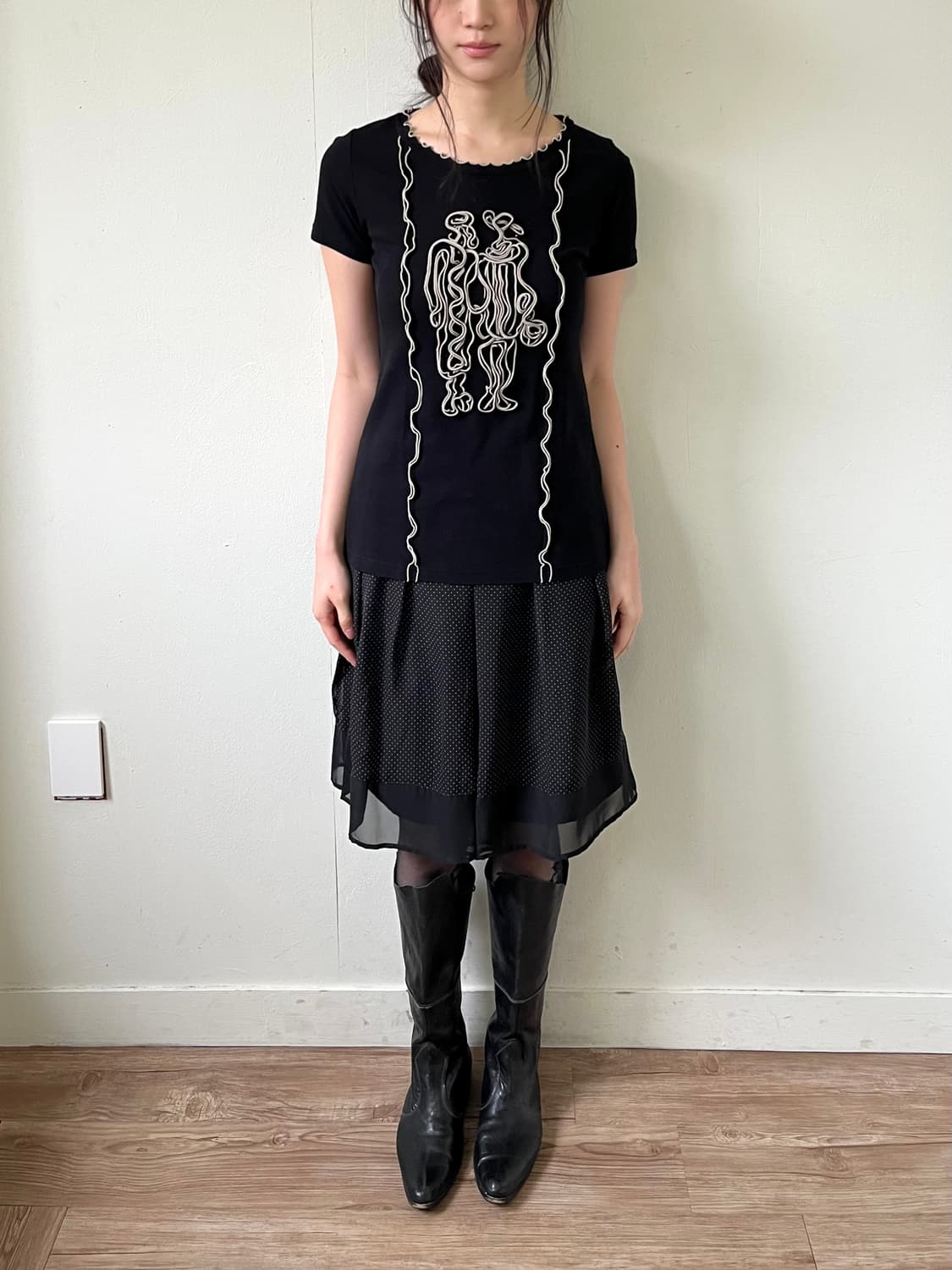 Japan vtg 도트 스커트 상품이미지8