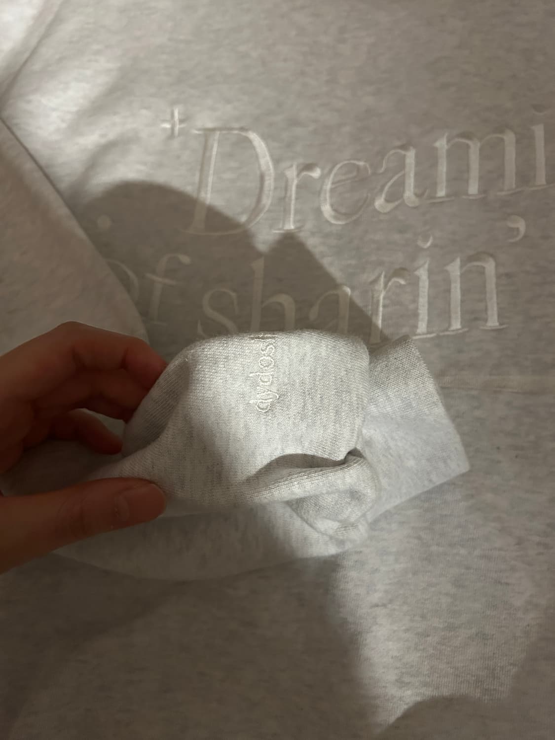 다도샵 화이트그레이 레터링 맨투맨 상품이미지2