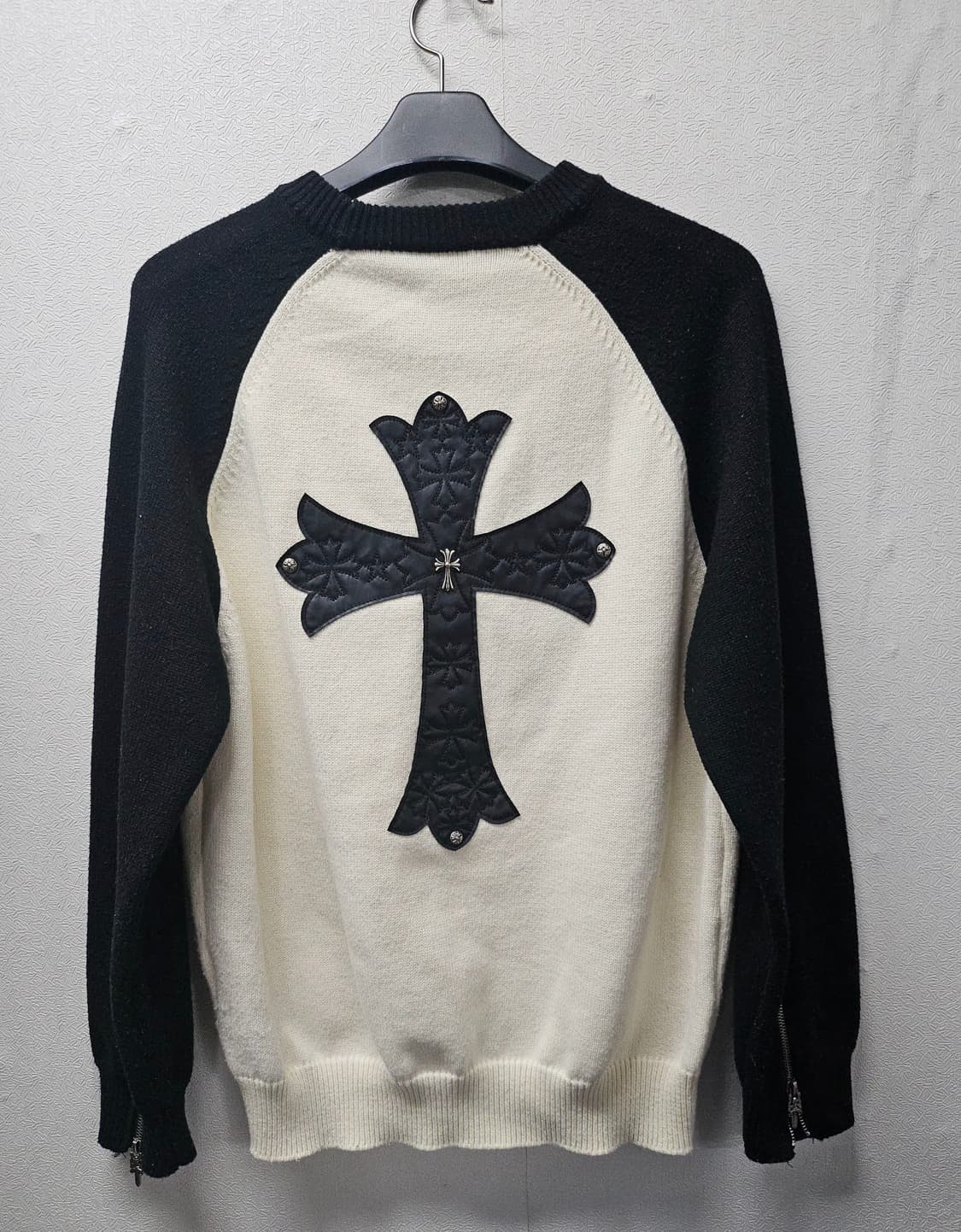 배색 블랙/아이보리 니트 스웨터 L 상품이미지2