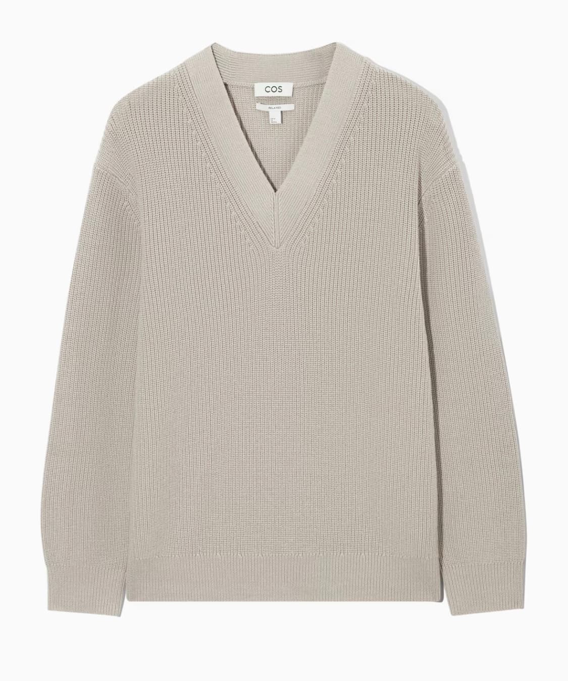 [M] COS 코스 V넥 청키 울점퍼 스웨터 스톤 상품이미지1
