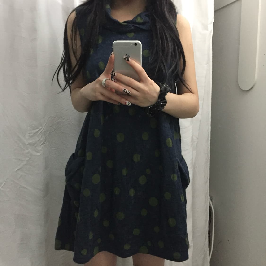 JPN Vintage 갸루 괴짜 그린 도트 니트 원피스 상품이미지1