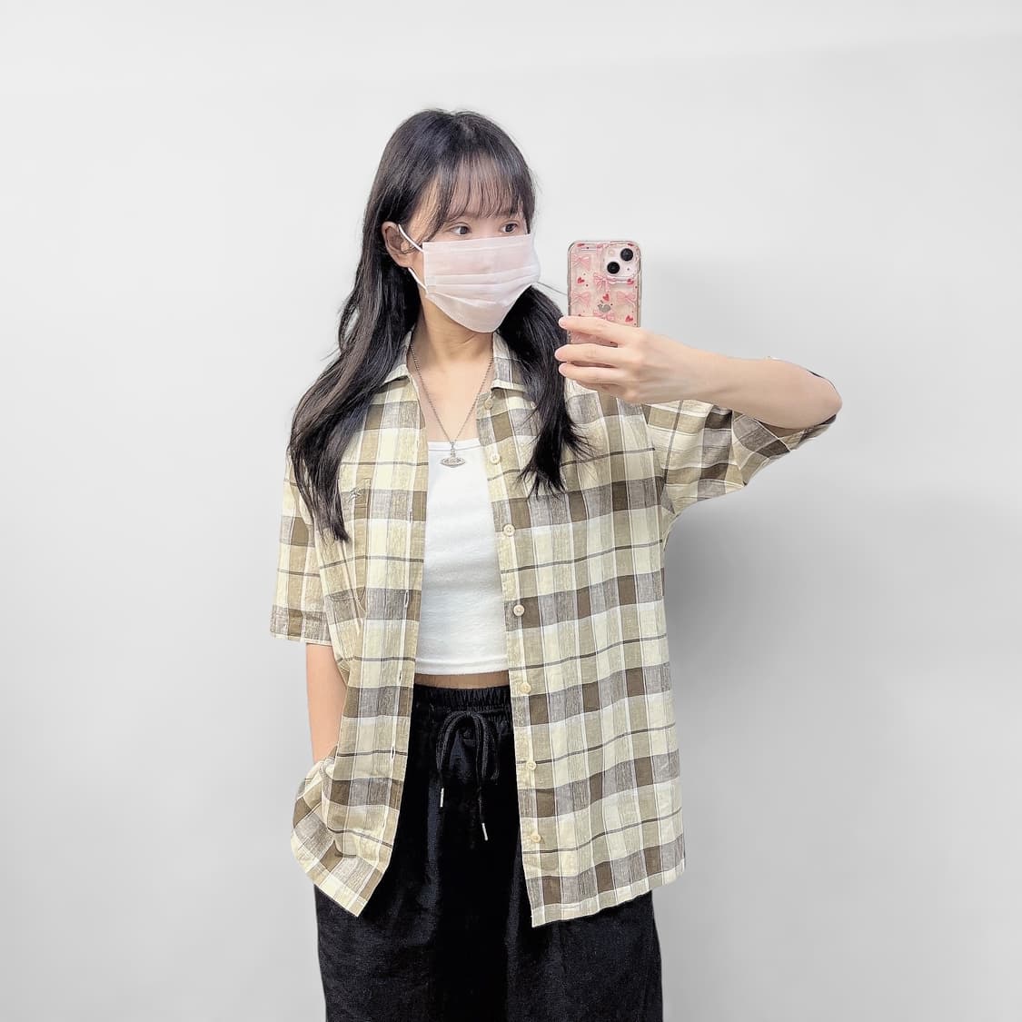 버버리 린넨 체크 반팔 셔츠 상품이미지1