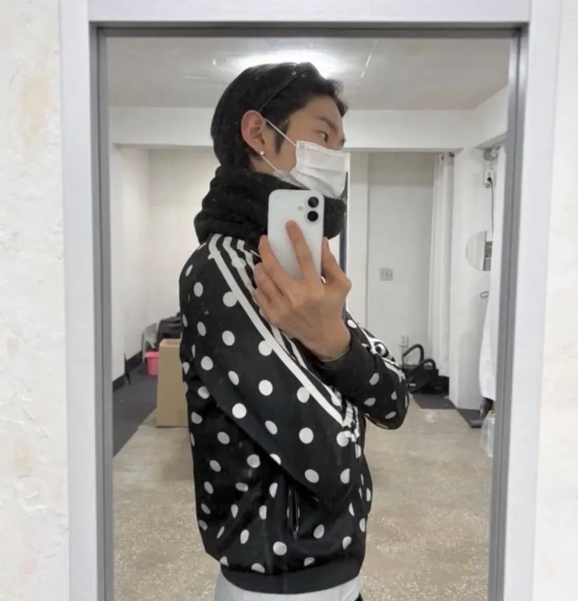 아디다스 빈티지 파이어버드 빅로고 도트 땡땡이 패턴 트랙탑져지 자켓 블랙 상품이미지4