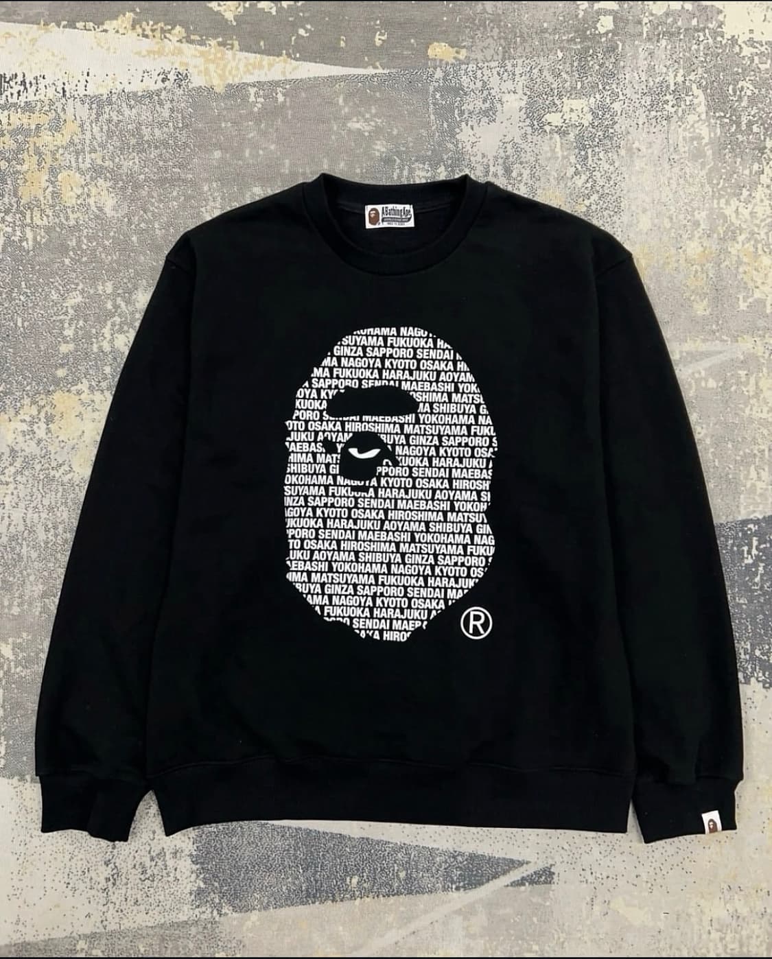 베이프 Bape 레터링헤드로고 맨투맨 블랙 상품이미지1