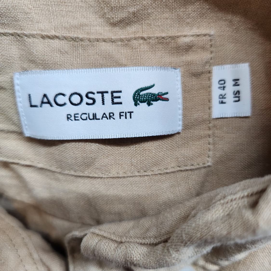 라코스테 로고 린넨100% 베이지 셔츠 40(L) 상품이미지5