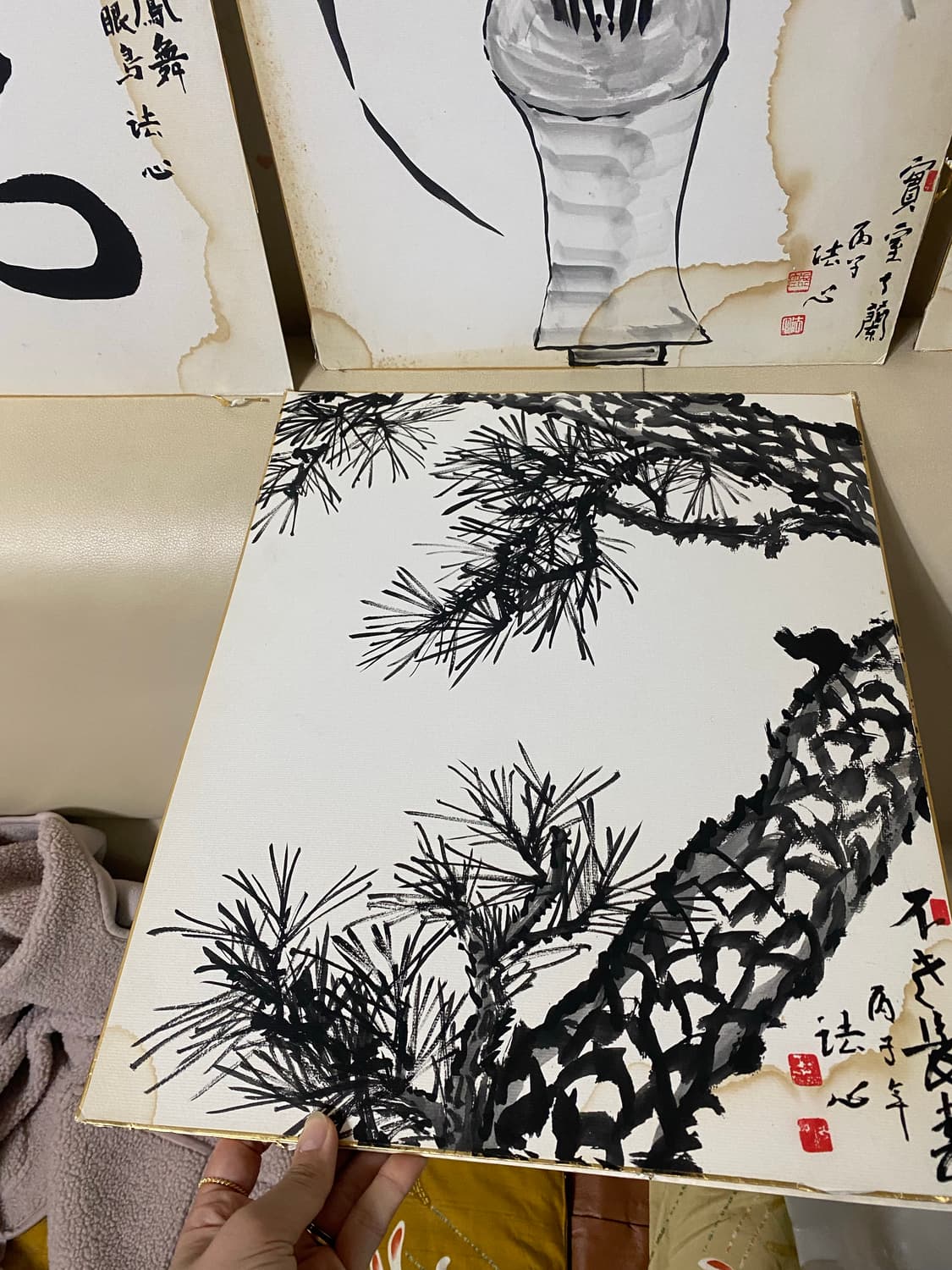 일본 수입 수묵화 그림 4점 일괄 상품이미지2