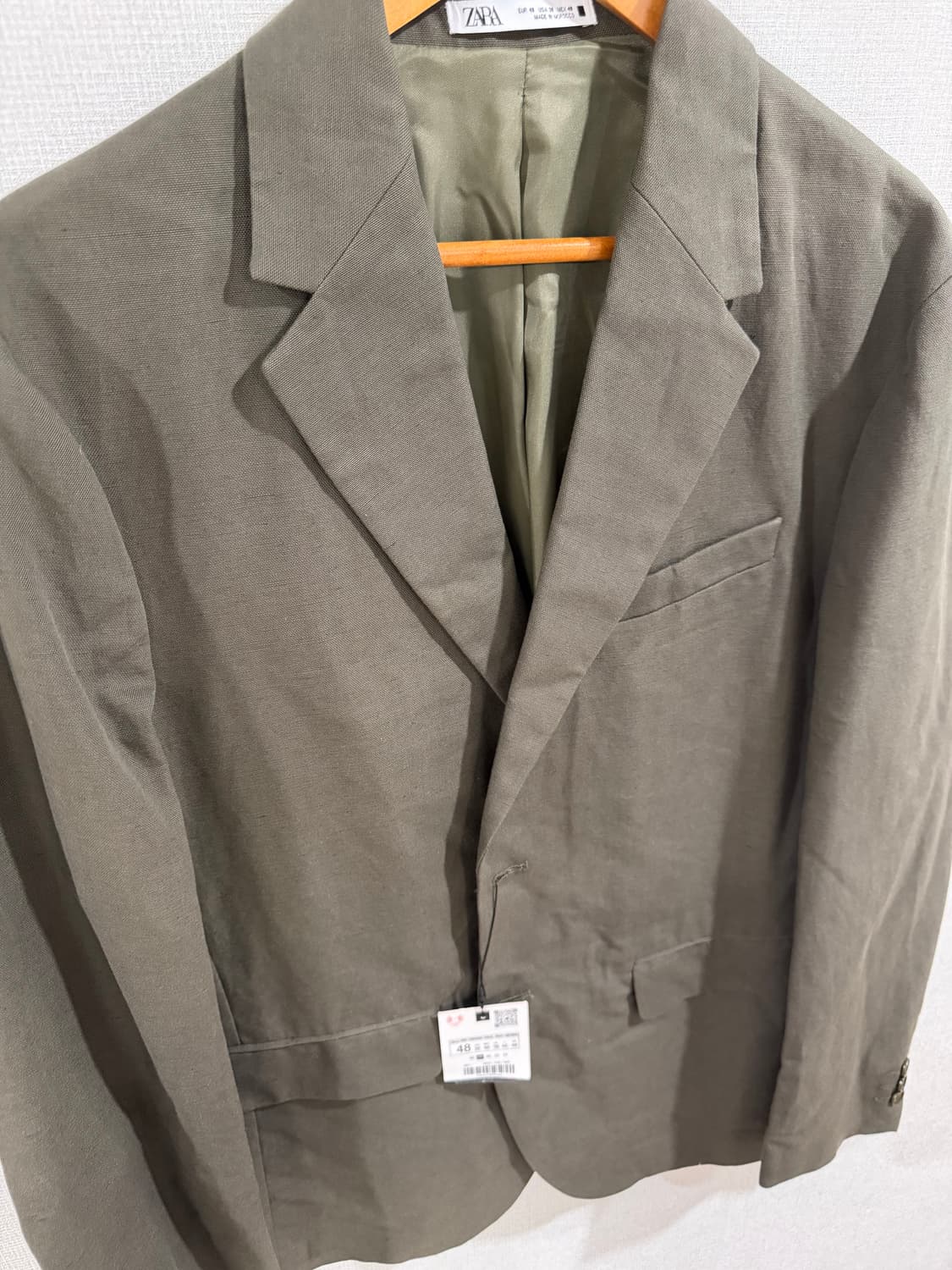 자라 린넨 면 카키 블레이져  상품이미지6