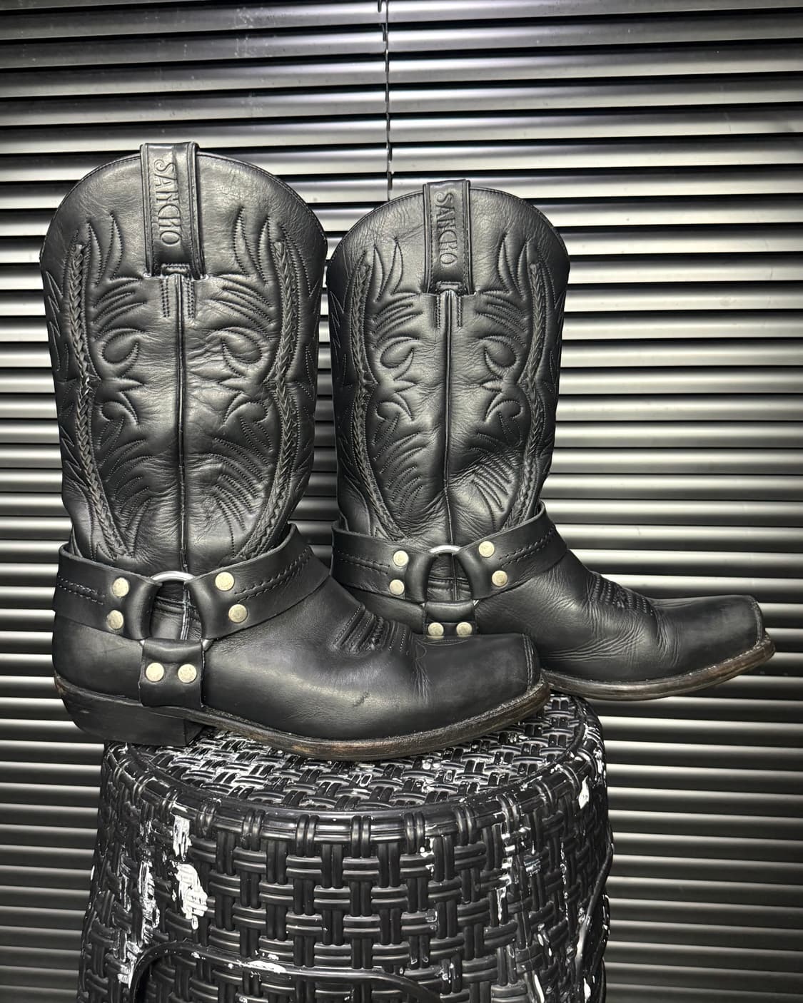 SANCHO 산초 부츠 스페인 가죽 웨스턴 부츠 링 앵클 260 블랙 상품이미지4