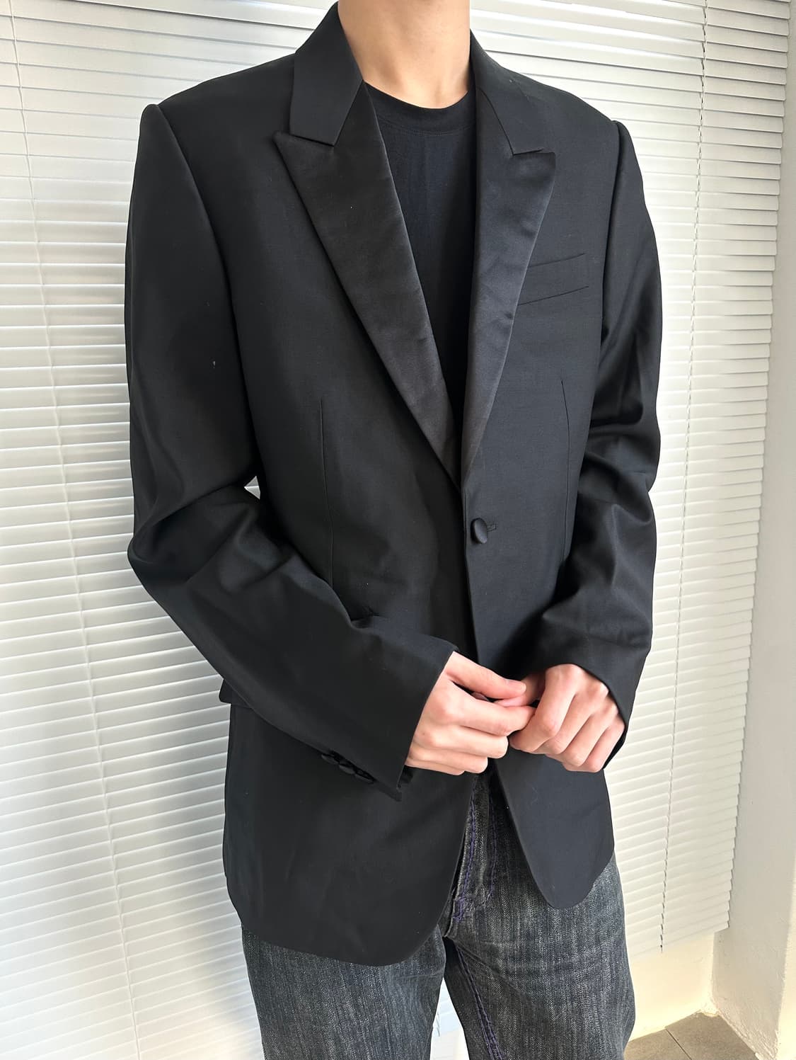 알렉산더 맥퀸 아카이브 블랙 세틴 라펠 블레이저 상품이미지1