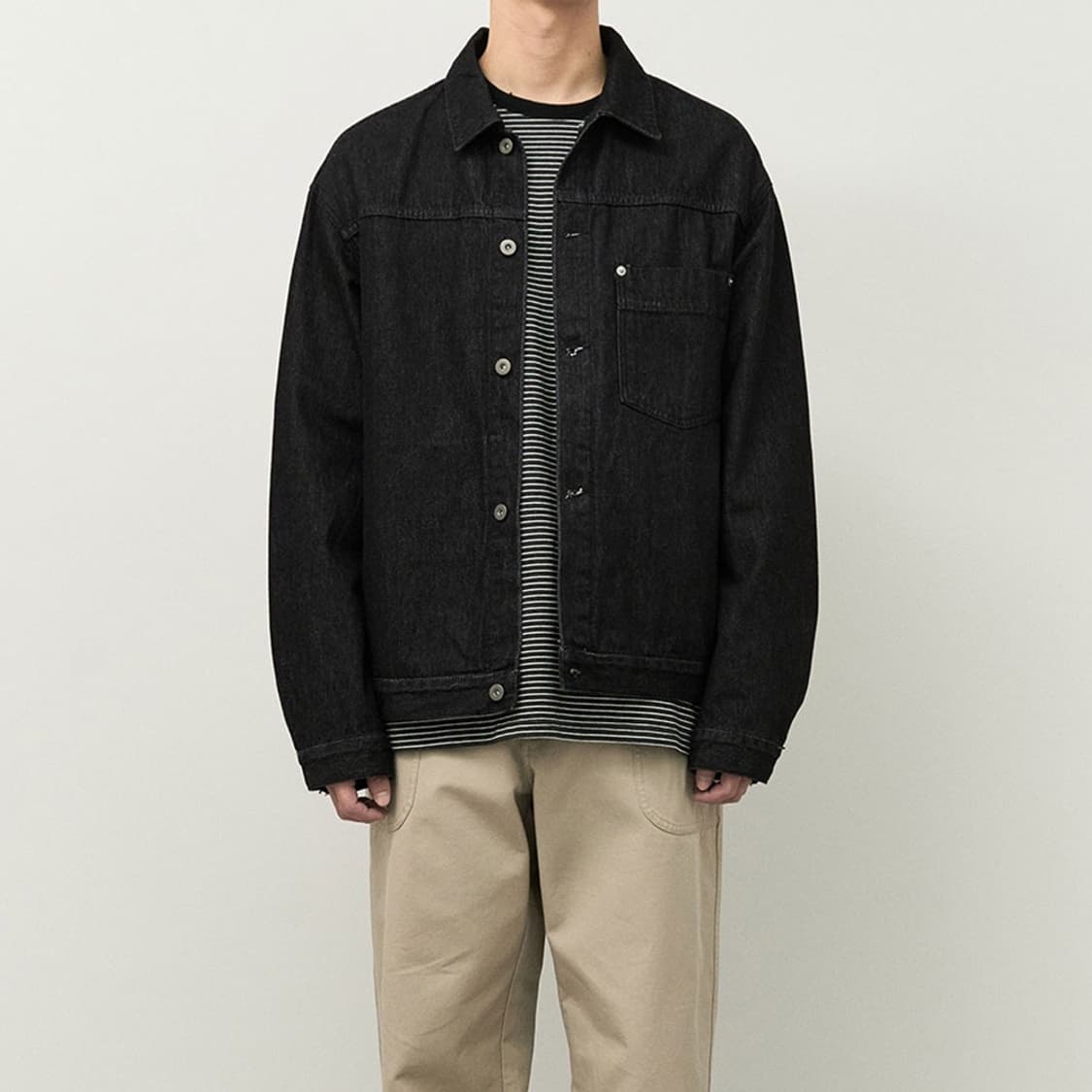 24FW Drape Denim Jacket Black 2사이즈 상품이미지1