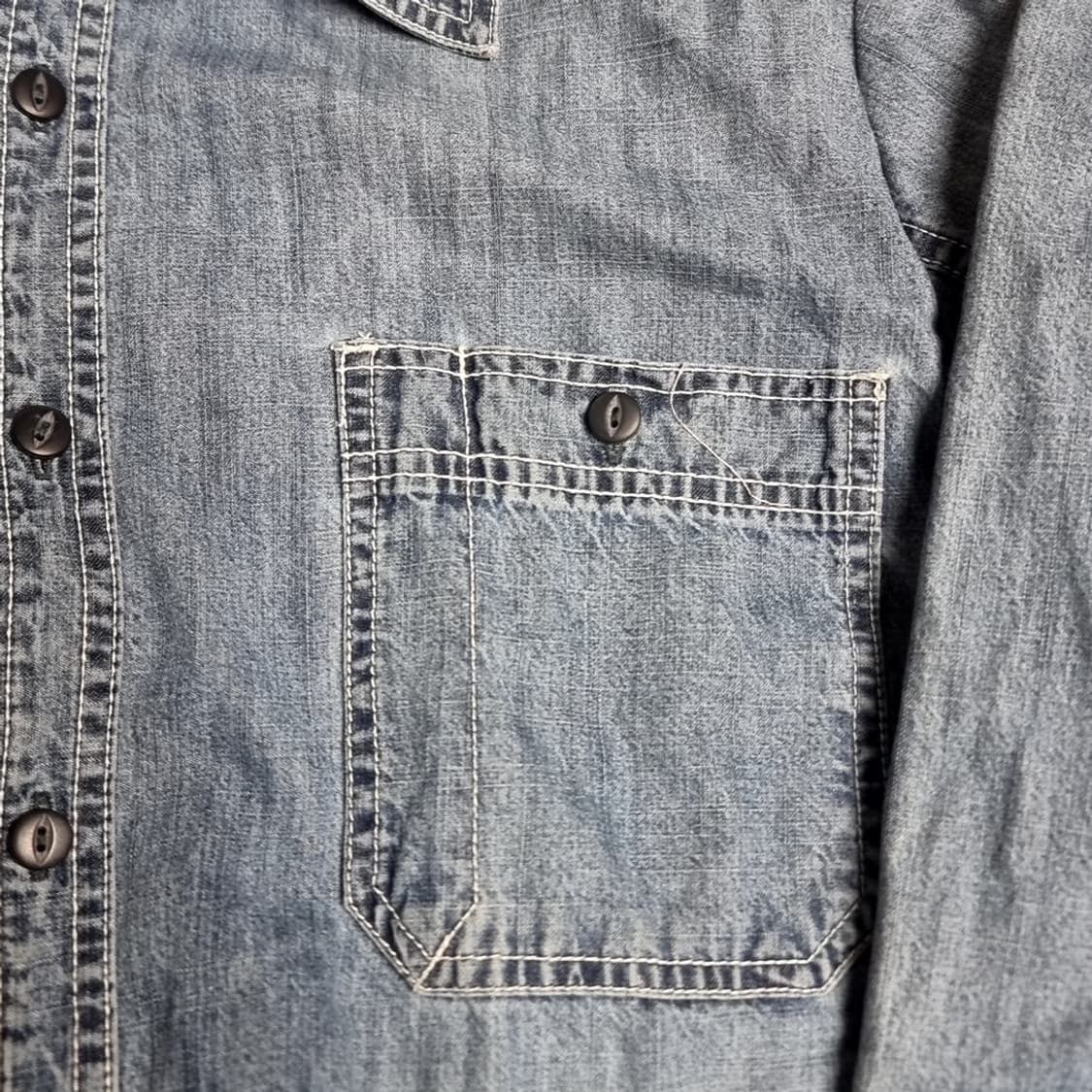 DENIM 빈티지 샴브레이 셔츠(100-105) 상품이미지3