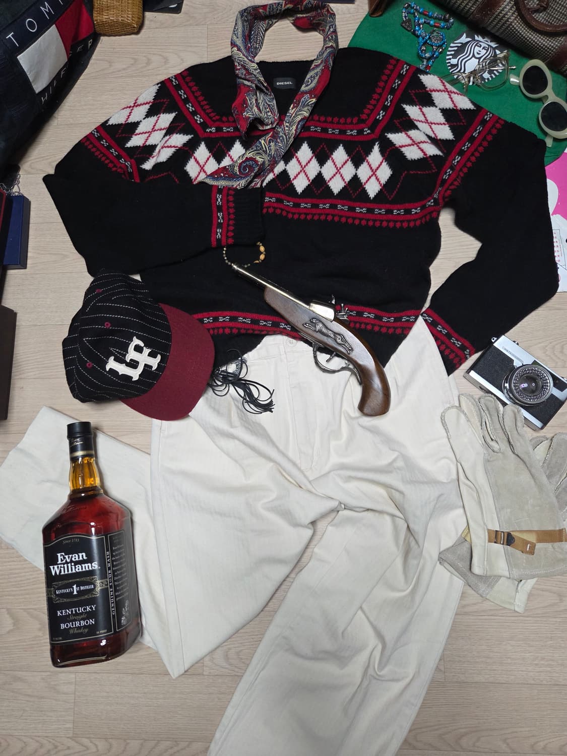 DIESEL 디젤 아가일 니트 스웨터 에스닉 웨스턴  상품이미지3