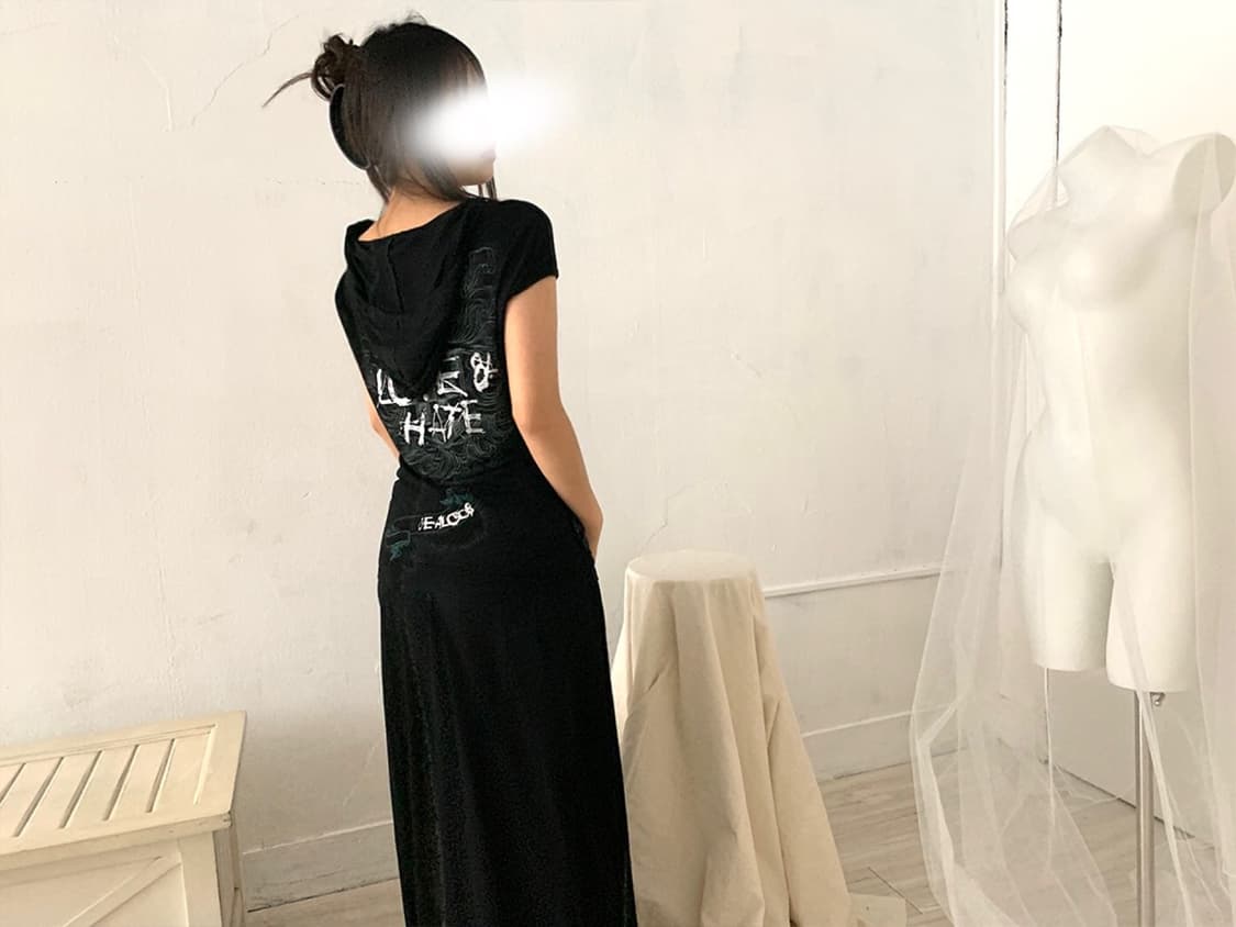 AZUL by Moussy black maxi long skirt 상품이미지3