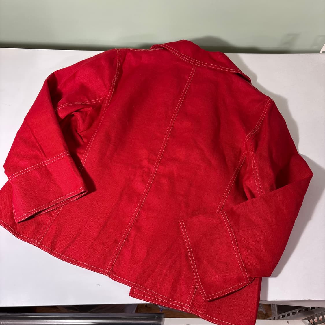 우먼M MCM 엠시엠 레드 린넨100% 카라넥 린넨자켓 상품이미지3