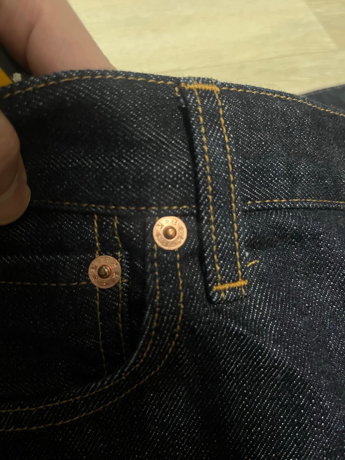 [M] 와코마리아 블랙아이패치 데님 인디고 상품이미지6