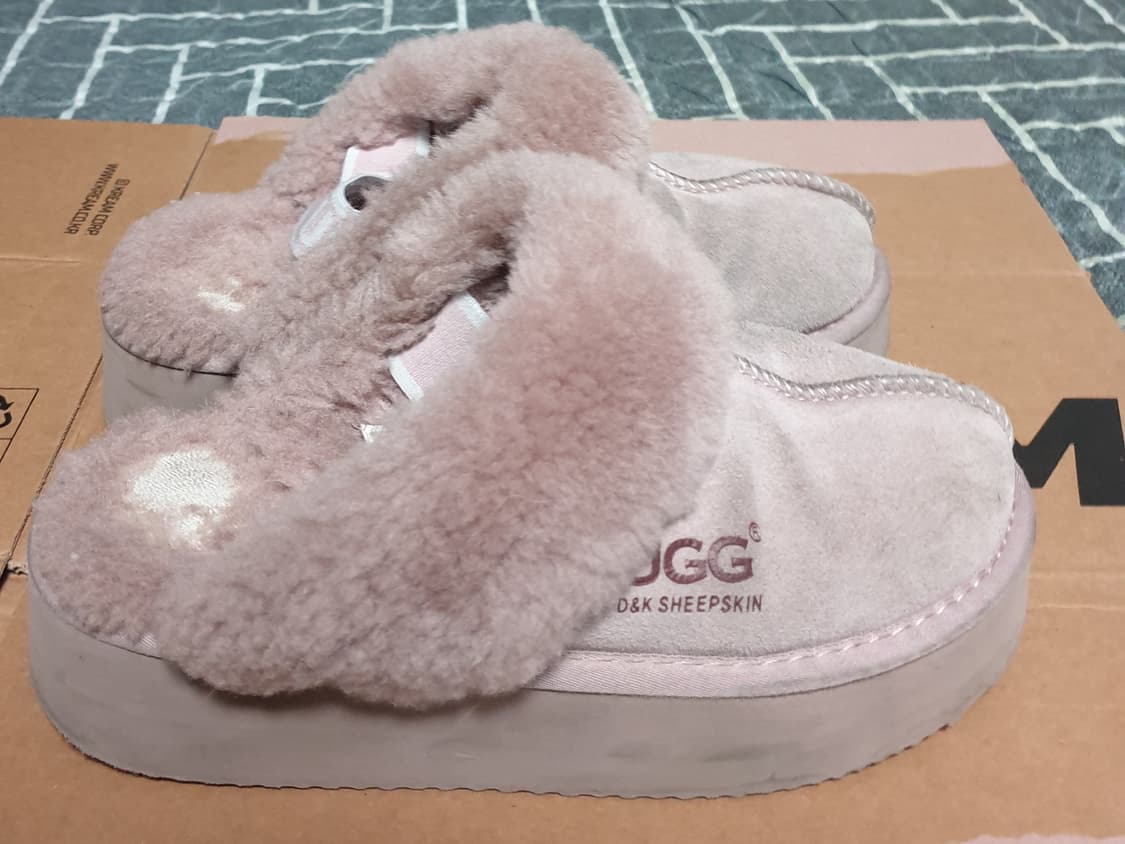 어그 호주 DK 플랫폼 밴딩 양털 슬리퍼 핑크 EU37~38 상품이미지2