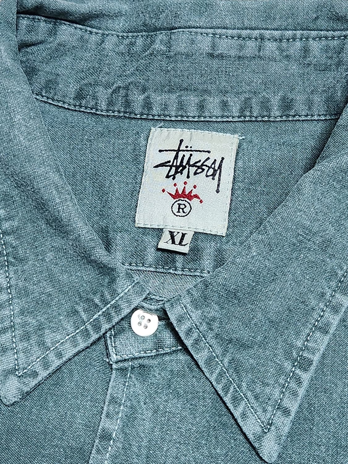 90s Stussy 크라운택 셔츠 XL 상품이미지3