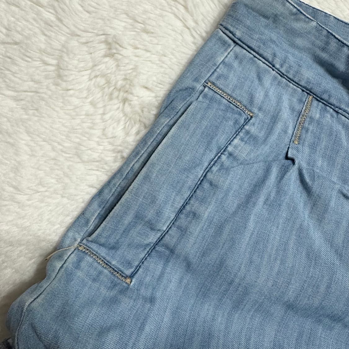 빈티지 고양이 자수 연청 데님 반바지 상품이미지5
