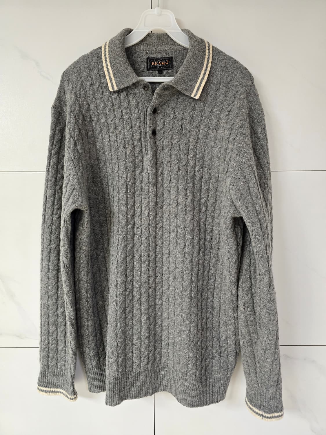 BEAMS+ 울 케이블 니트 폴로  (L) 상품이미지2