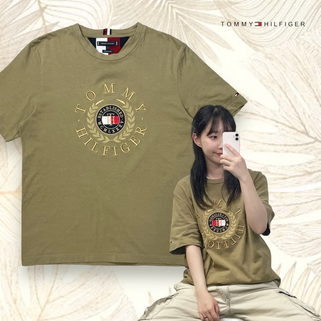 타미힐피거 카키 반팔티 상품이미지1