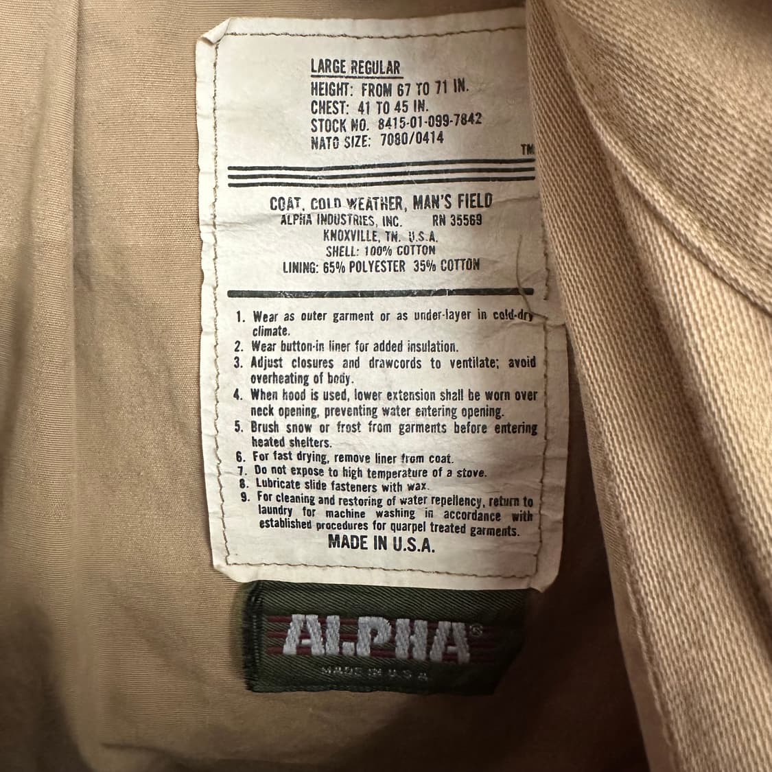 80’s 알파 인더스트리 M65 필드자켓 상품이미지5