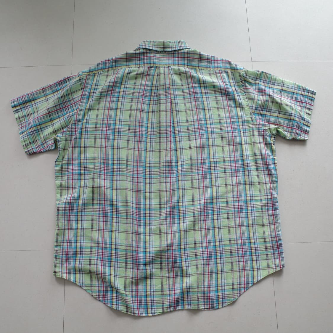 90s 폴로 랄프로렌 블레이크 체크 반팔 셔츠 XL 상품이미지5