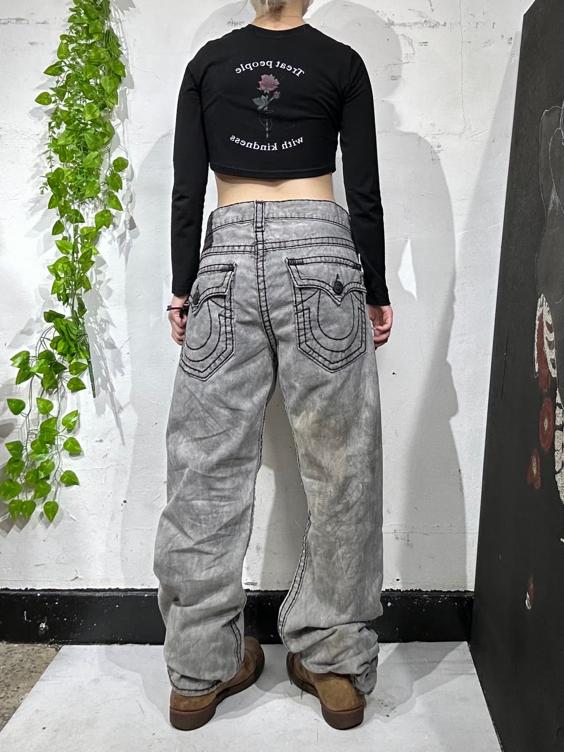 트루 릴리전 와이드 그레이 워싱 데님 힙합 팬츠 청바지 36 상품이미지1