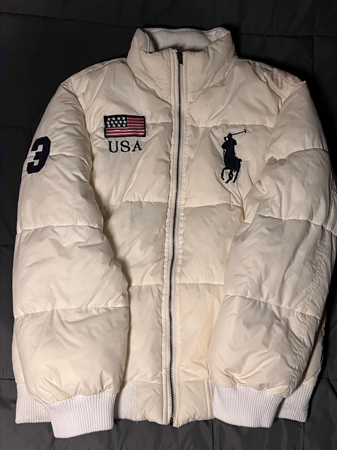 폴로 성조기 아이보리 패딩 L 상품이미지2