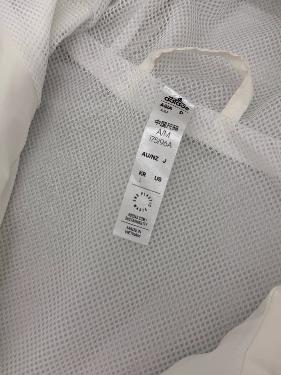 아디다스 루즈핏 화이트 3strip 우븐 바람막이 자켓  상품이미지4