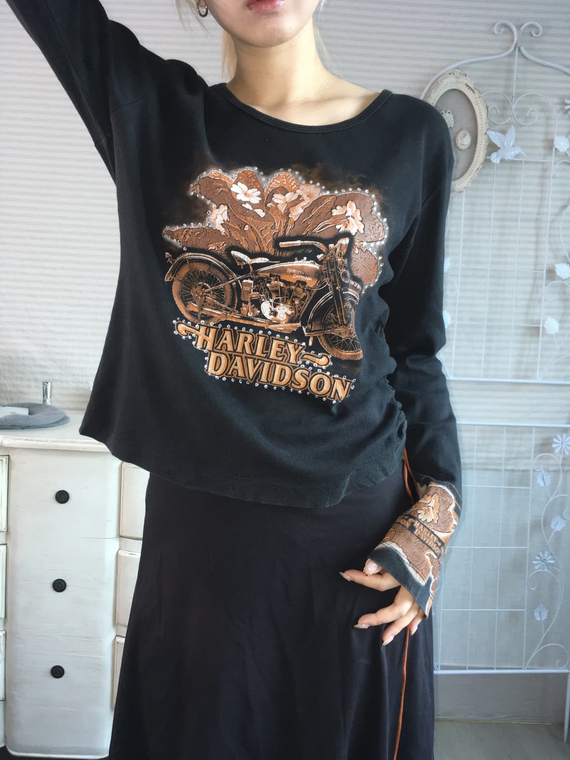 할리데이비슨 오리엔탈 큐빅 셔링 긴팔 티셔츠 상품이미지4