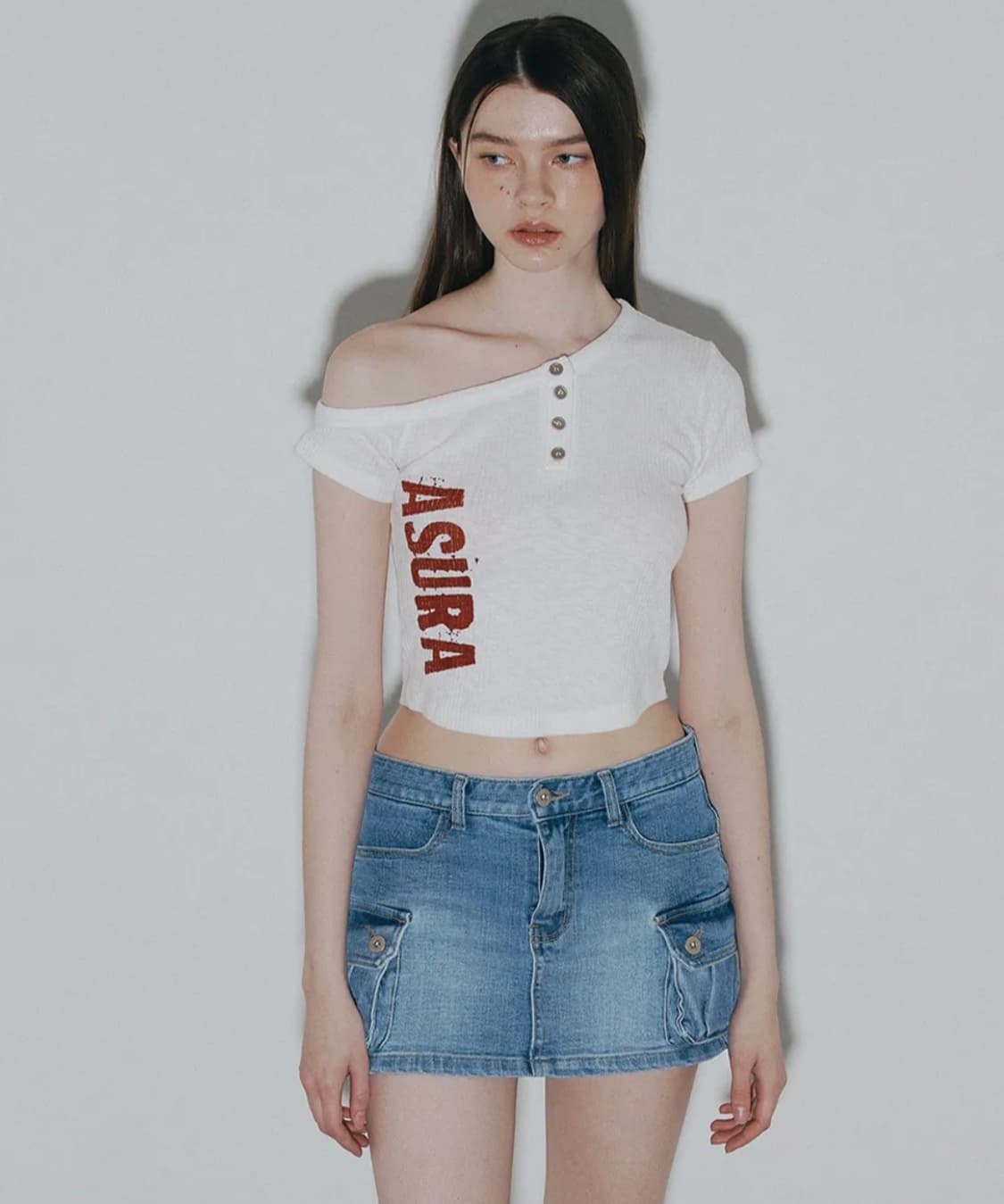 아수라 원숄더 오프숄더 티 상품이미지1