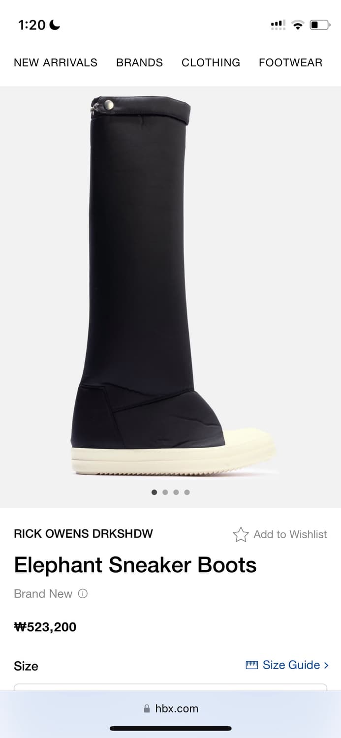 릭오웬스 엘리펀트 스니커 부츠 블랙 상품이미지1