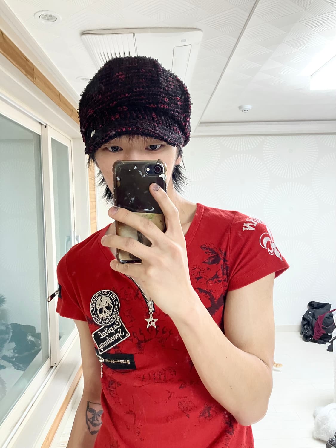 Red&black kitsch cap 상품이미지1