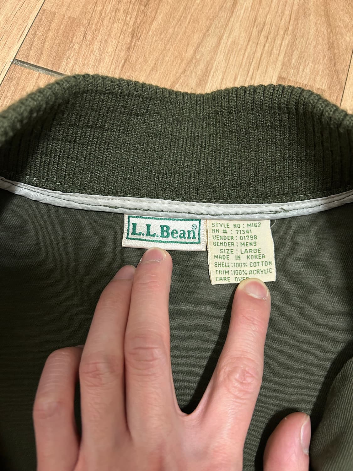 빈티지 엘엘빈 봄버 블루종 자켓 올리브 상품이미지4