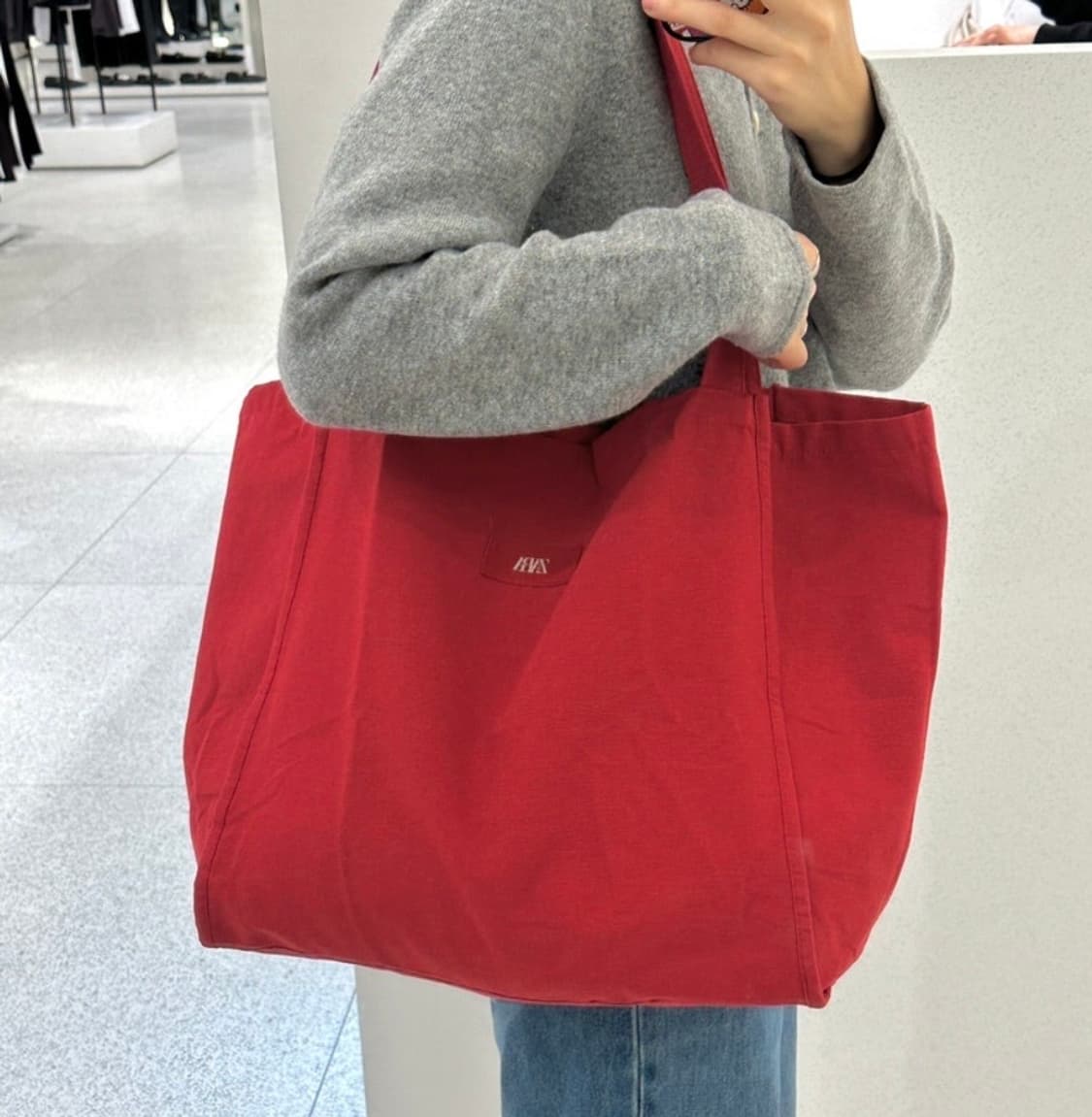 (새상품)ZARA 자라 레드 에코백 토트백 숄더백 자라 가방 여행가방 상품이미지1