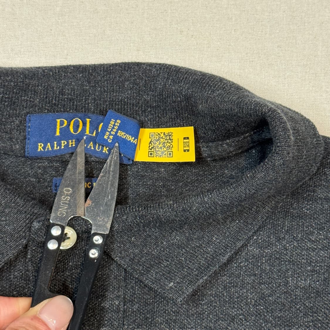XL) 폴로 랄프로렌 롱 슬리브 폴로 셔츠 차콜 신형 큐알탭 상품이미지7