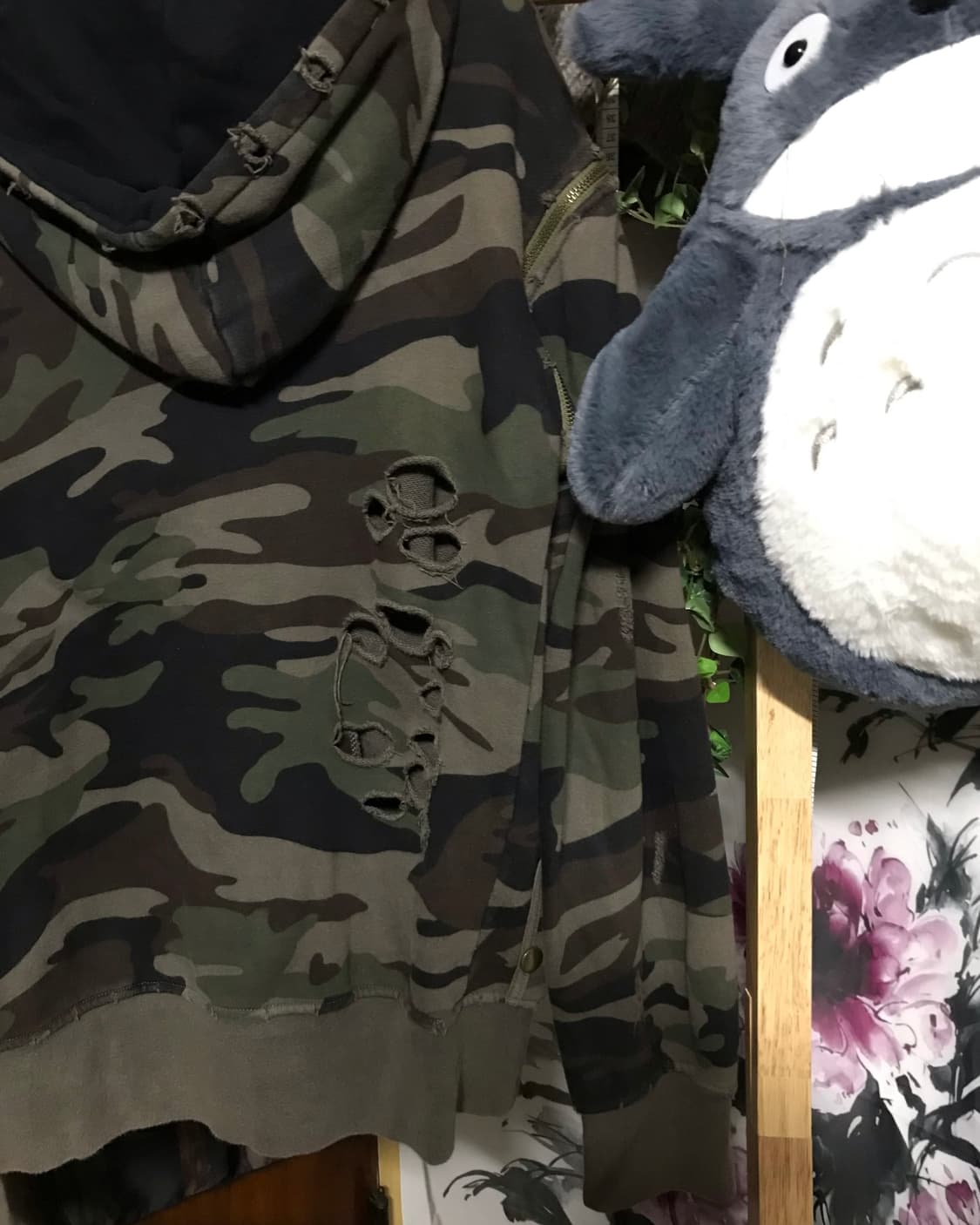 LOWBOX 데미지 밀리터리 포켓 카모 투웨이 후드 집업 상품이미지7