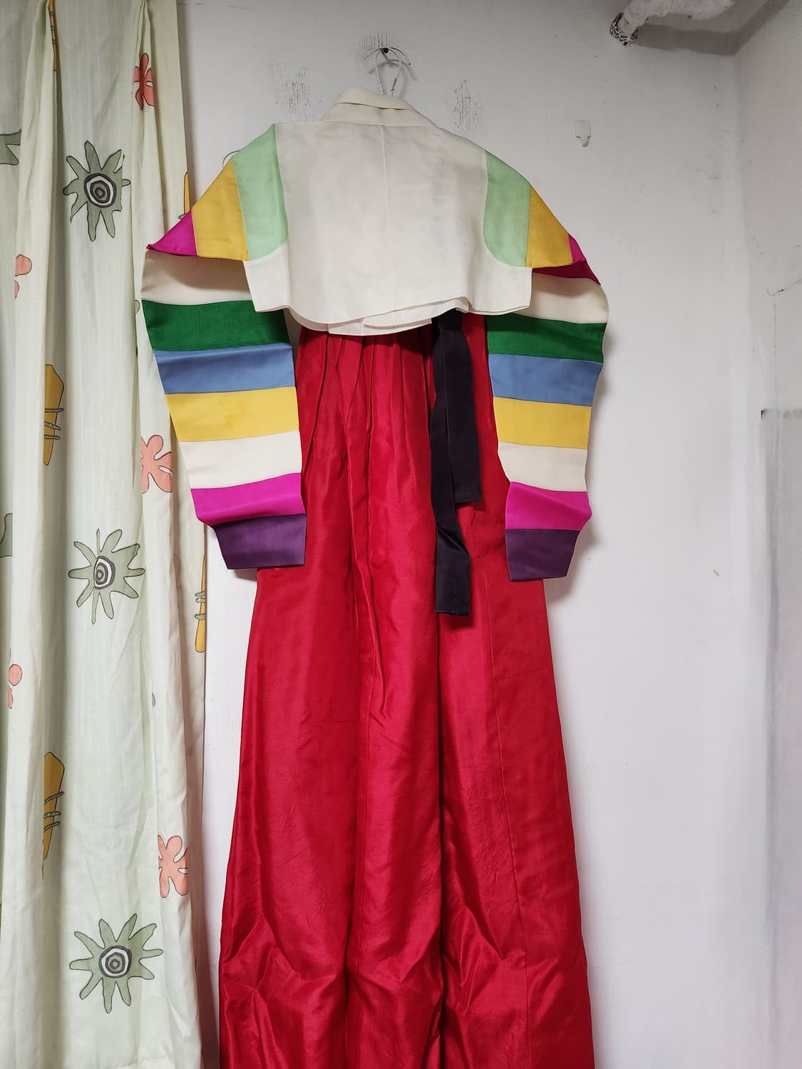 금단제 한복 풀세트 색동 저고리 붉은 치마 90~95 상품이미지3