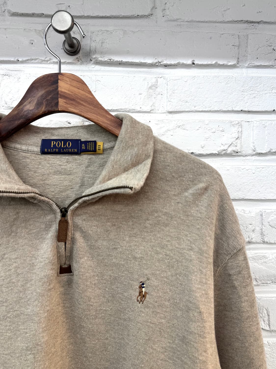 폴로 베이지 반집업 니트 상품이미지4