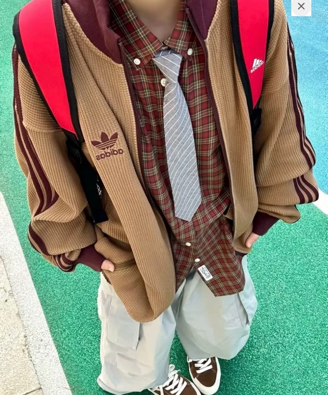 아디다스 파이어버드 브라운 버건디 데저트 니트 져지 집업 트랙탑 상품이미지3