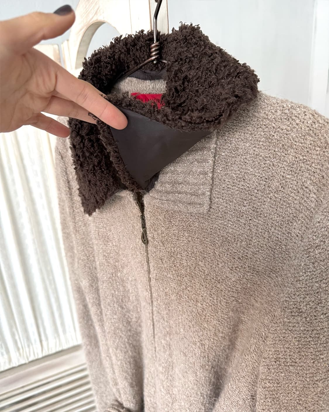 Mute beige wool knit zip-up 상품이미지10