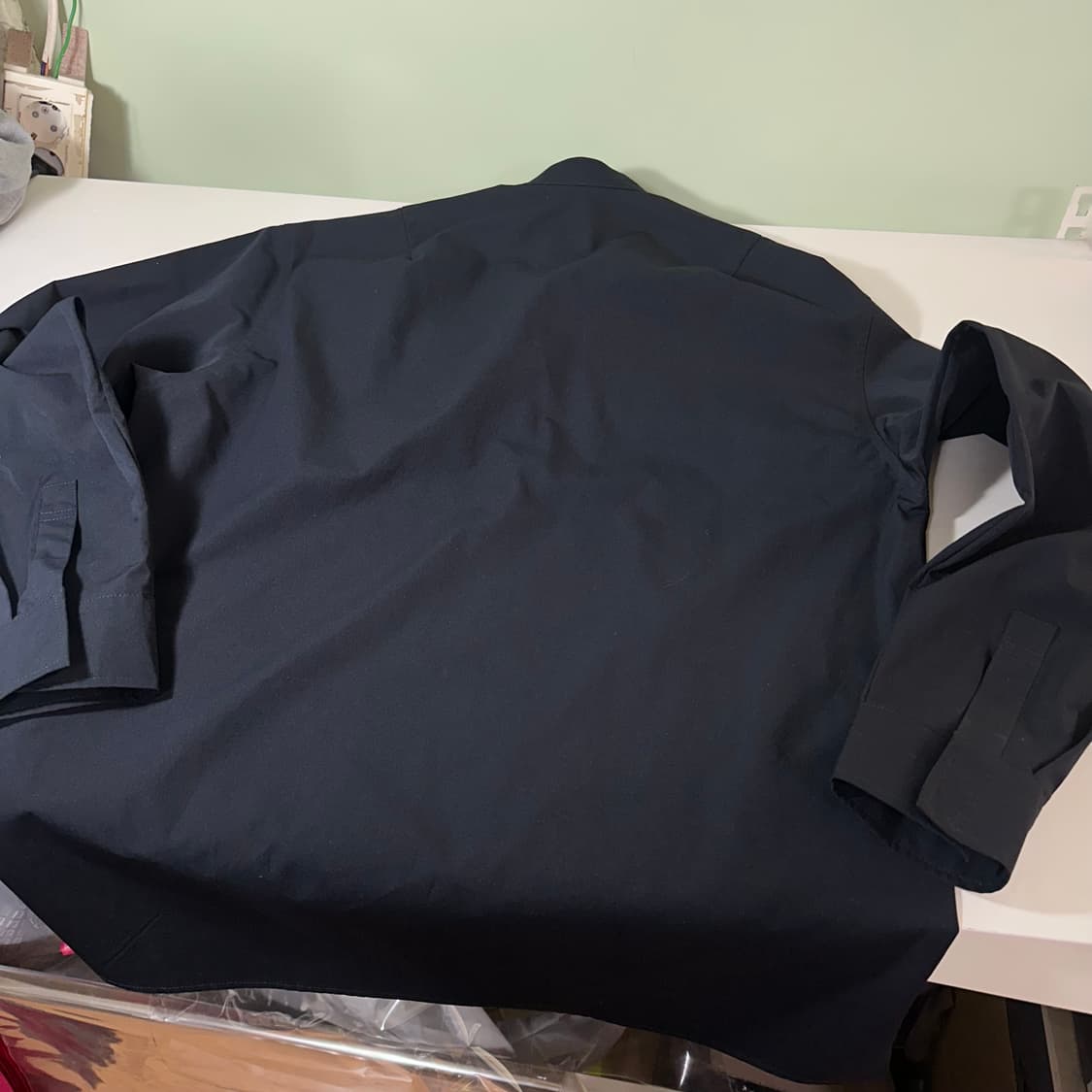 L-XL 드로우핏 블랙 히든헨리넥 폴리 긴팔티 상품이미지5